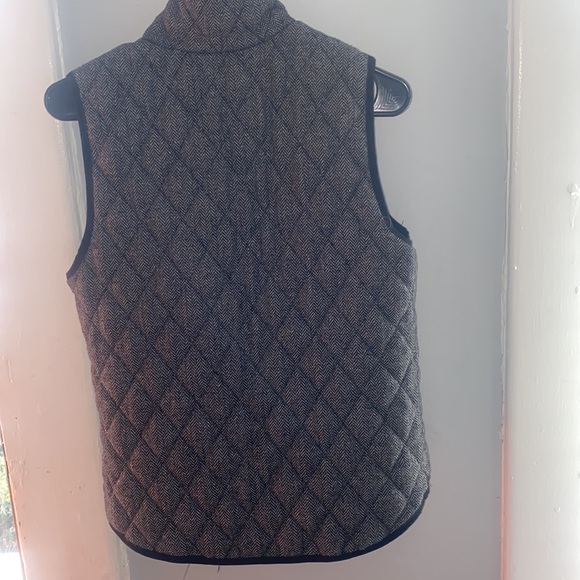 Womens black herringbone print vest size small- with front pockets - Picture 3 of 6